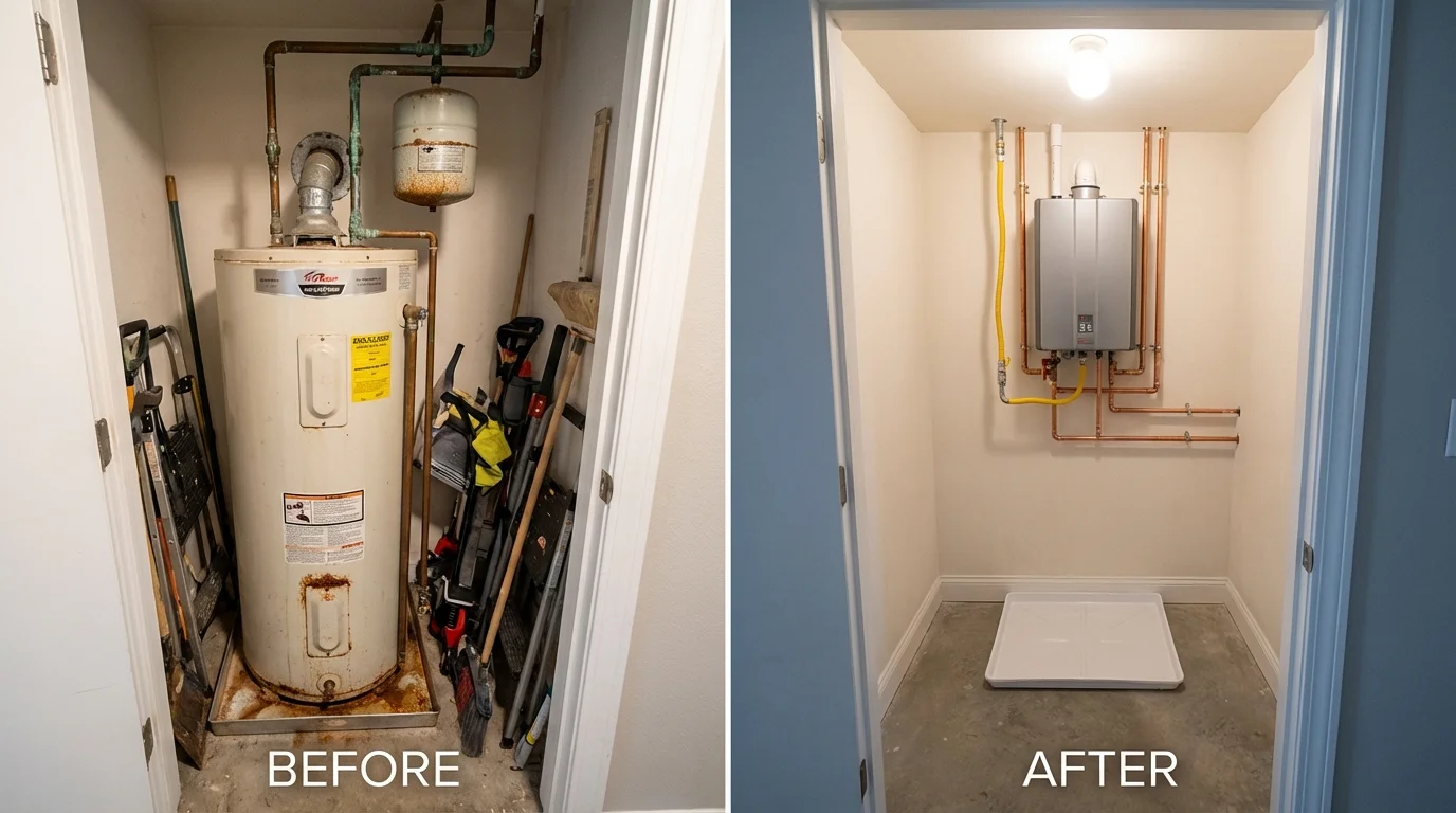 Tank water heater versus wall-mounted tankless unit comparison for Leesburg, GA homeowners