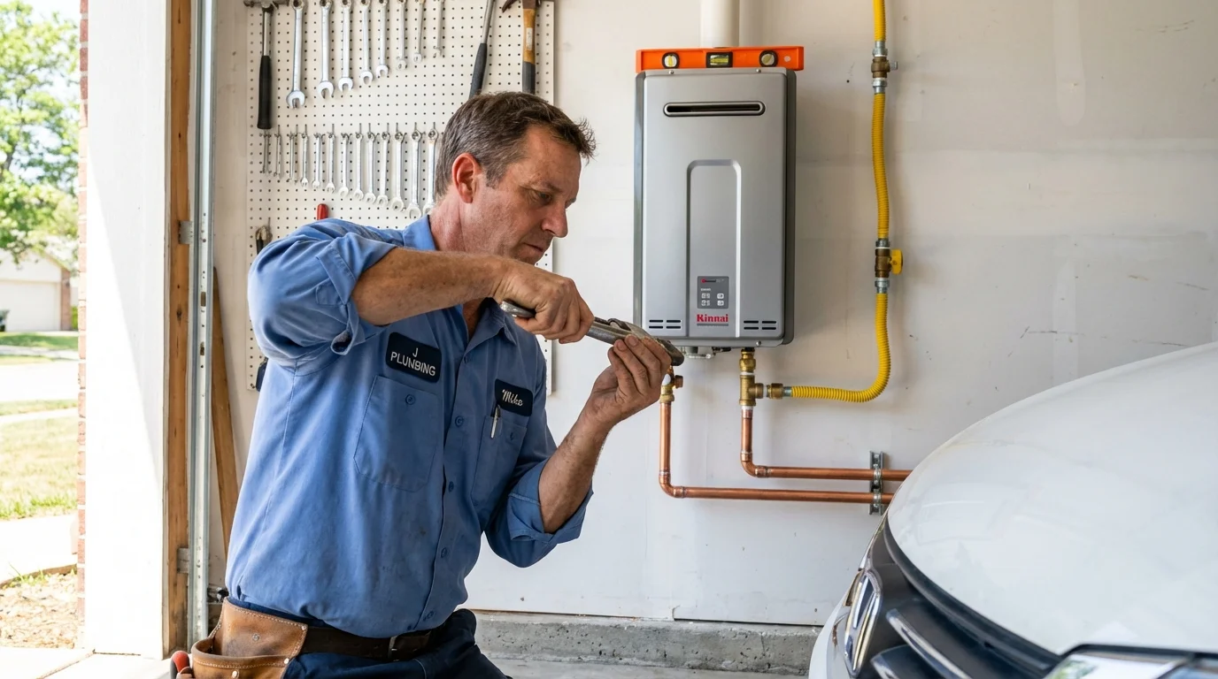 Tankless water heater installation by a Johns Plumbing LLC plumber in Leesburg